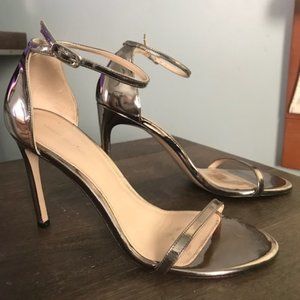 Stuart Weitzman Nudistsong Strap Sandal Heels in Metallic Size 9.5